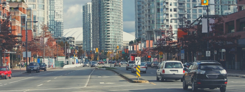 The Busy Street and Buildings of Yaletown, Vancouver